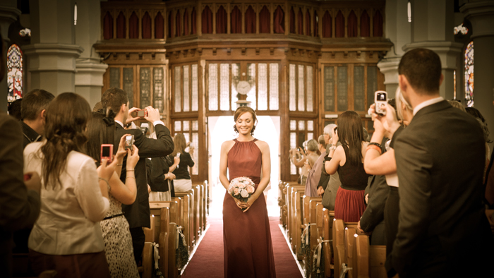 bigger picture photography bridesmaids waling up the aisle